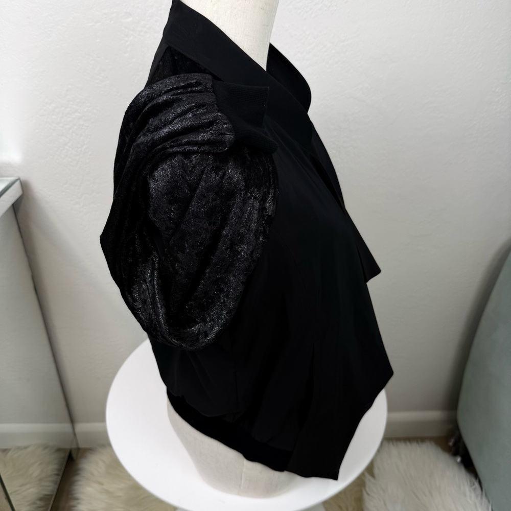 BCBGeneration Black Draped Open-Front Blazer/Text… - image 8